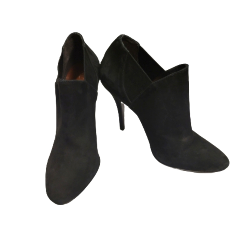 Schultz black Velvet Suede leather pointed toe heel boots size 10
